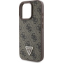 Guess 4G Strass Triangle Metal Logo kryt s popruhem pro iPhone 16 Pro - hnědý