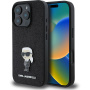 Karl Lagerfeld Fixed Glitter Metal Ikonik třpytivý kryt pro iPhone 16 Pro - černý