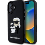 Karl Lagerfeld 3D Rubber Karl and Choupette kryt pro iPhone 16 - černý