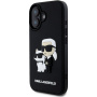 Karl Lagerfeld 3D Rubber Karl and Choupette kryt pro iPhone 16 Plus - černý