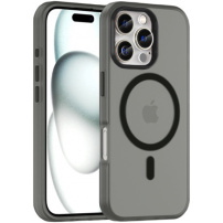 Matný průsvitný kryt s MagSafe pro iPhone 16 Pro - šedý