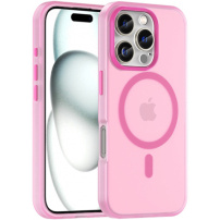 Matný průsvitný kryt s MagSafe pro iPhone 16 Pro - růžový