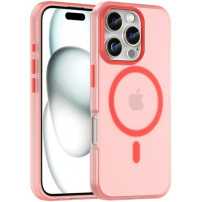 Matný průsvitný kryt s MagSafe pro iPhone 16 Pro - červený