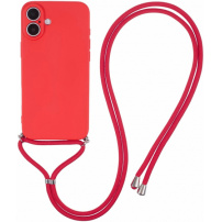 Ochranný kryt se šňůrkou pro iPhone 16 Plus - červený