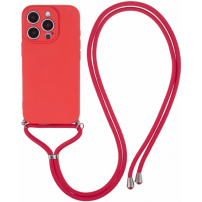 Ochranný kryt se šňůrkou pro iPhone 16 Pro - červený
