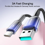 JOYROOM S-A42 Crystal Clear opletený nabíjecí a datový kabel - USB-A na USB-C - 1,2 m - černomodrý
