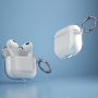 Transparentní třpytivý obal s karabinou pro AirPods 4 / 5 - stříbrný