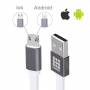 HAWEEL synchronizační a nabíjecí kabel s duálním 2v1 USB-A / Lightning / micro USB konektorem pro Apple a další zařízení - 1 m - bílý