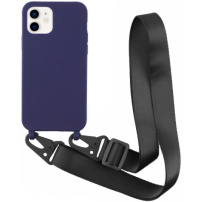 Matný kryt s nastavitelným popruhem pro iPhone 12 / 12 Pro - tmavě modrý