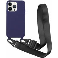 Matný kryt s nastavitelným popruhem pro iPhone 13 Pro - tmavě modrý