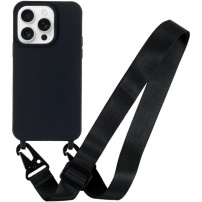 Matný kryt s nastavitelným popruhem pro iPhone 14 Pro Max - černý