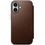 Nomad Modern Leather Folio flipové pouzdro s MagSafe pro iPhone 16 Plus - hnědé