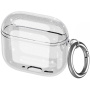Transparentní třpytivý obal s karabinou pro AirPods 4 / 5 - stříbrný