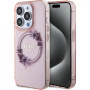 Guess Flowers Ring Glossy Logo kryt s MagSafe pro iPhone 16 Pro - růžový