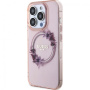 Guess Flowers Ring Glossy Logo kryt s MagSafe pro iPhone 16 Pro - růžový