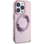 Guess Flowers Ring Glossy Logo kryt s MagSafe pro iPhone 16 Pro - růžový