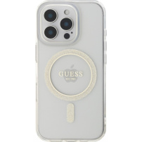 Guess IML Glitter Ring kryt s MagSafe pro iPhone 16 Pro Max - čirý