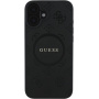 Guess Saffiano Peony Stamp kryt s MagSafe pro iPhone 16 - černý