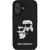 Karl Lagerfeld 3D Rubber Karl and Choupette kryt pro iPhone 16 Plus - černý