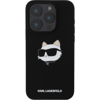 Karl Lagerfeld Choupette Head silikonový kryt s MagSafe pro iPhone 16 Pro - černý