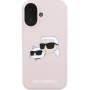 Karl Lagerfeld Double Heads silikonový kryt s MagSafe pro iPhone 16 - růžový