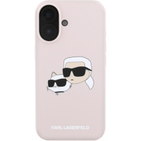 Karl Lagerfeld Double Heads silikonový kryt s MagSafe pro iPhone 16 - růžový