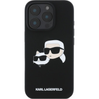 Karl Lagerfeld Double Heads silikonový kryt s MagSafe pro iPhone 16 Pro - černý