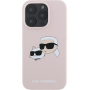Karl Lagerfeld Double Heads silikonový kryt s MagSafe pro iPhone 16 Pro - růžový