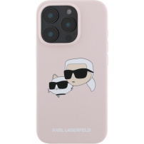 Karl Lagerfeld Double Heads silikonový kryt s MagSafe pro iPhone 16 Pro - růžový