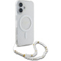 Guess IML Glitter Beads Strap kryt s poutkem a MagSafe pro iPhone 16 - stříbrný