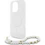 Guess IML Glitter Beads Strap kryt s poutkem a MagSafe pro iPhone 16 Pro Max - stříbrný