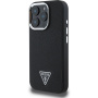 Guess Grained Triangle Logo kryt s MagSafe pro iPhone 16 Pro Max - černý