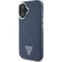 Guess Grained Triangle Logo kryt s MagSafe pro iPhone 16 - tmavě modrý