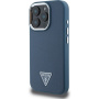 Guess Grained Triangle Logo kryt s MagSafe pro iPhone 16 Pro Max - tmavě modrý