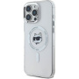 Karl Lagerfeld IML Choupette Head Metal Frame kryt s MagSafe pro iPhone 16 Pro Max - čirý