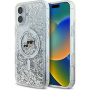 Karl Lagerfeld Liquid Glitter Karl and Choupette Heads kryt s MagSafe pro iPhone 16 - stříbrný