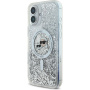 Karl Lagerfeld Liquid Glitter Karl and Choupette Heads kryt s MagSafe pro iPhone 16 - stříbrný