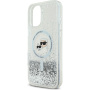 Karl Lagerfeld Liquid Glitter Karl and Choupette Heads kryt s MagSafe pro iPhone 16 - stříbrný