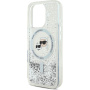 Karl Lagerfeld Liquid Glitter Karl and Choupette Heads kryt s MagSafe pro iPhone 16 Pro - stříbrný