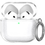 Transparentní třpytivý obal s karabinou pro AirPods 4 / 5 - stříbrný