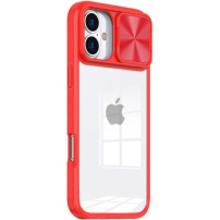 Kryt s posuvnou krytkou čočky fotoaparátu pro iPhone 16 Plus - červený