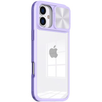 Kryt s posuvnou krytkou čočky fotoaparátu pro iPhone 16 Plus - fialový