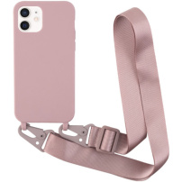 Matný kryt s nastavitelným popruhem pro iPhone 12 / 12 Pro - starorůžový