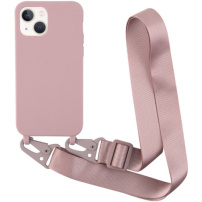 Matný kryt s nastavitelným popruhem pro iPhone 13 - starorůžový