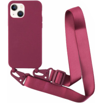 Matný kryt s nastavitelným popruhem pro iPhone 13 mini - vínový