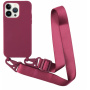 Matný kryt s nastavitelným popruhem pro iPhone 13 Pro Max - vínový