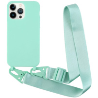 Matný kryt s nastavitelným popruhem pro iPhone 13 Pro Max - tyrkysový