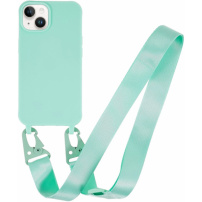 Matný kryt s nastavitelným popruhem pro iPhone 13 / 14 - tyrkysový