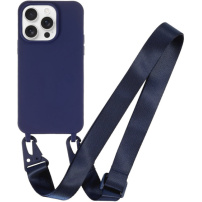 Matný kryt s nastavitelným popruhem pro iPhone 14 Pro Max - tmavě modrý