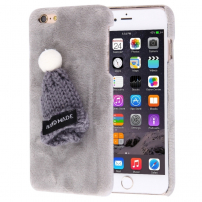 Plyšový ochranný kryt / obal s čepicí pro Apple iPhone 6S / 6 - šedý